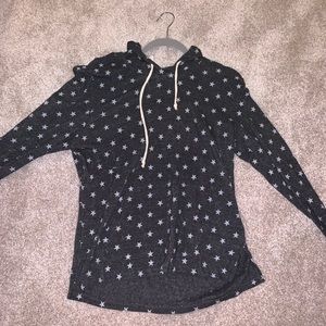 Charcoal gray hoodie with white stars